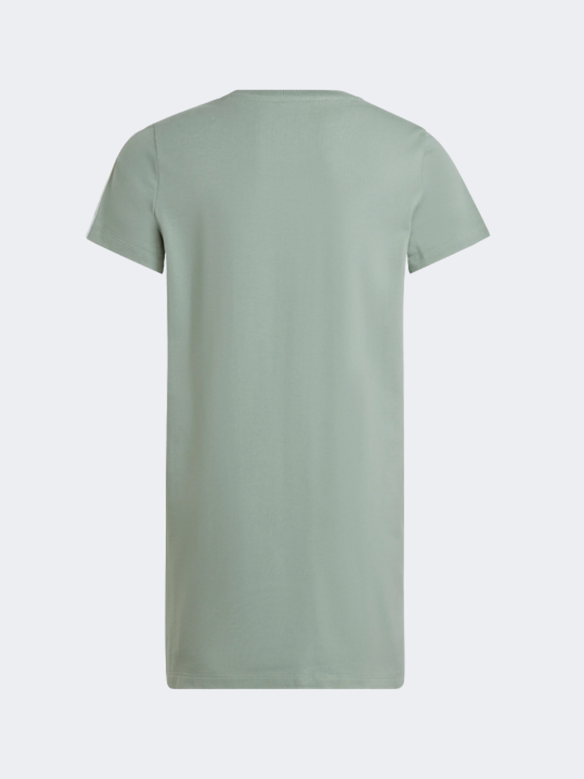 فستان Adidas Original بنقشة حيوانات للبنات Gs باللون الفضي والأخضر