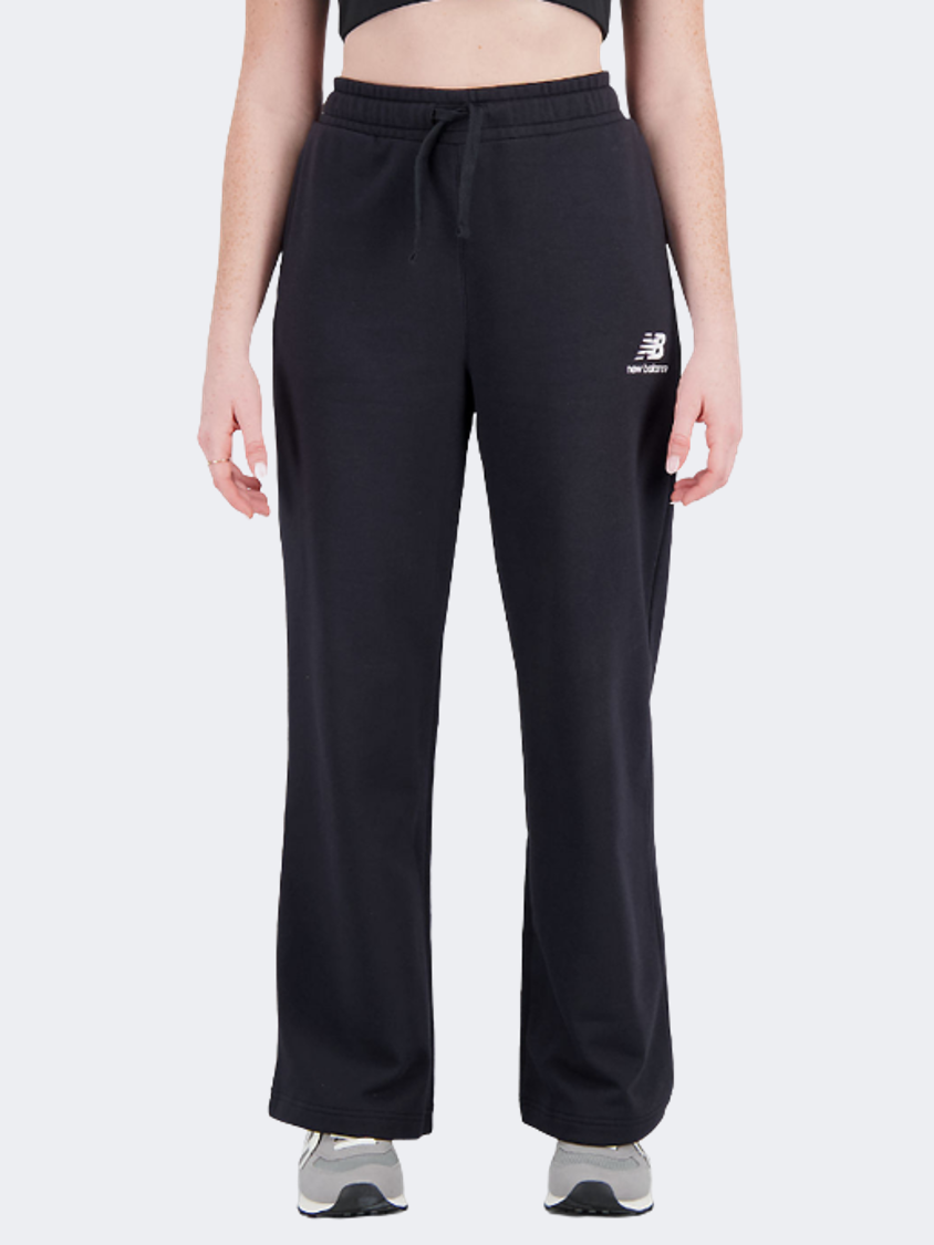 New Balance Essentials Stacked Logo French Terry Wide Women Lifestyle Pant Black