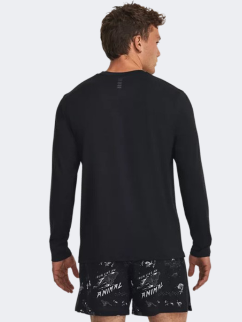 Under Armour اركض مثل رجل بأكمام طويلة أسود/حصى