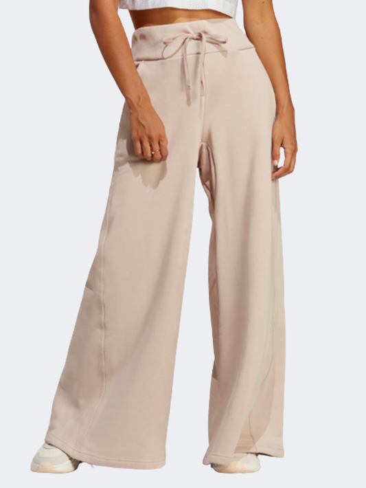 Adidas Lounge Fleece Wide Women Sportswear Pant Beige