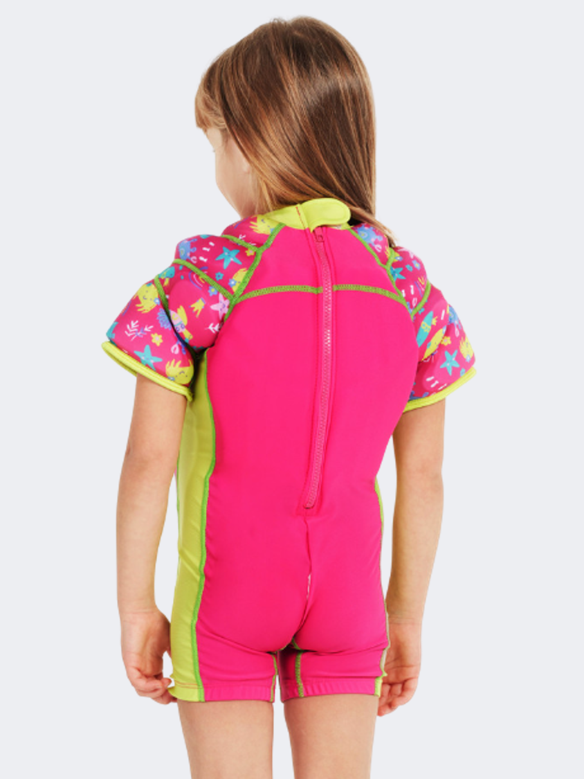 Zoggs Water Wings Floatsuit Kids Swim Suit Pink/Yellow