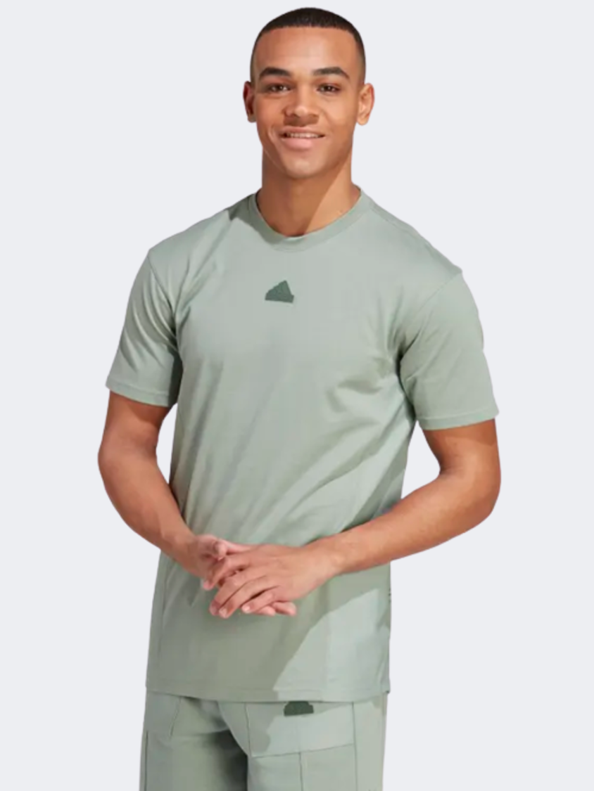 Adidas City Escape Men Sportswear T-Shirt Silver Green