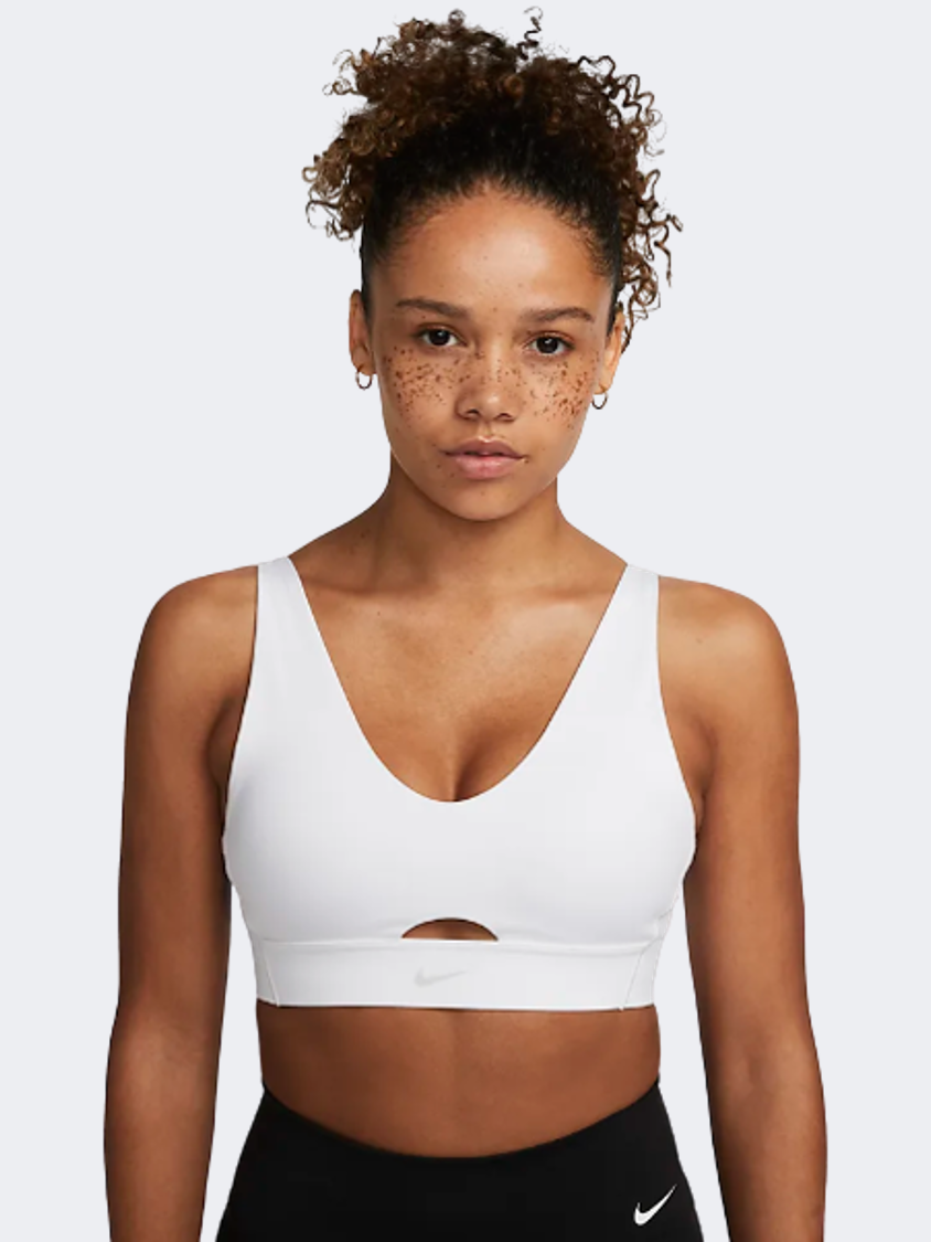 Nike training indy logo bra in white hot sale
