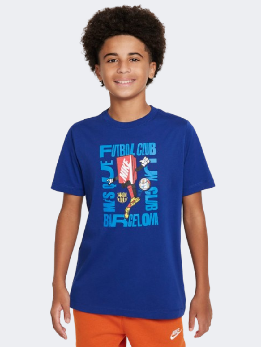 Nike Fc Barcelona Boxy Character Boys Football T-Shirt Deep Royal Blue