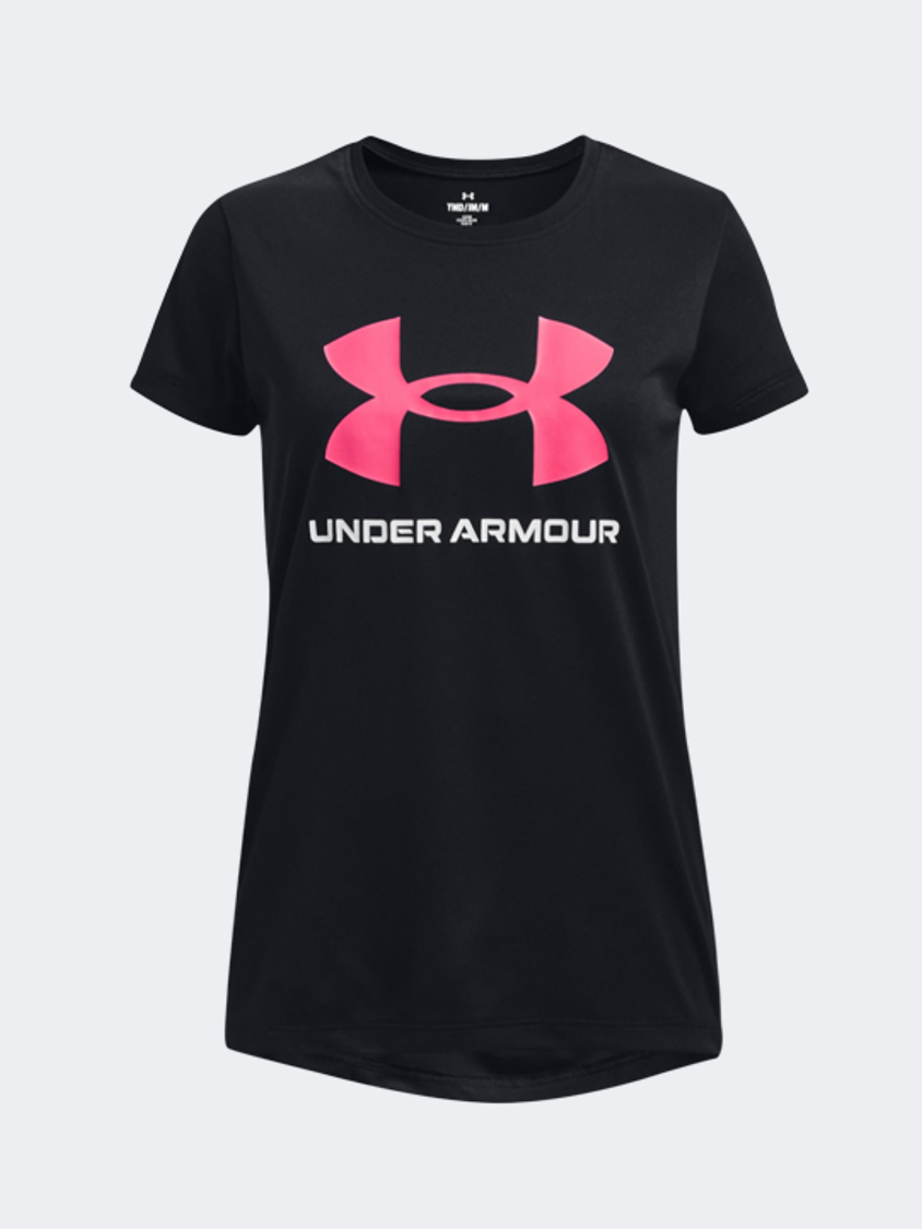 Under Armour Tech™ Print Fill Big Logo Girls Training T-Shirt Black/Pink