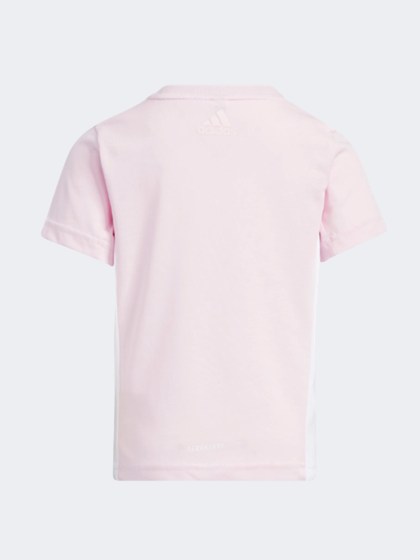 Adidas Badge Of Sport Logo Girls Sportswear T-Shirt Pink/White