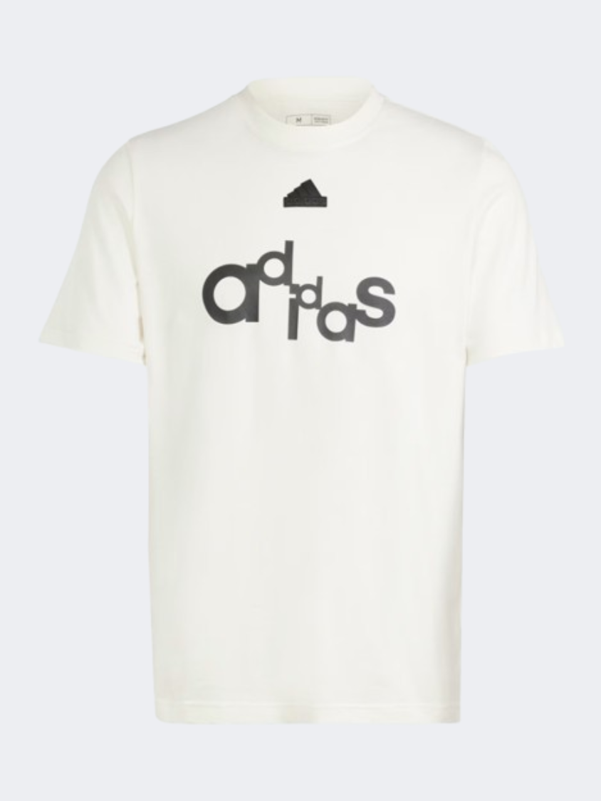 Adidas Graphic Print Men Sportswear T-Shirt Off White/Black
