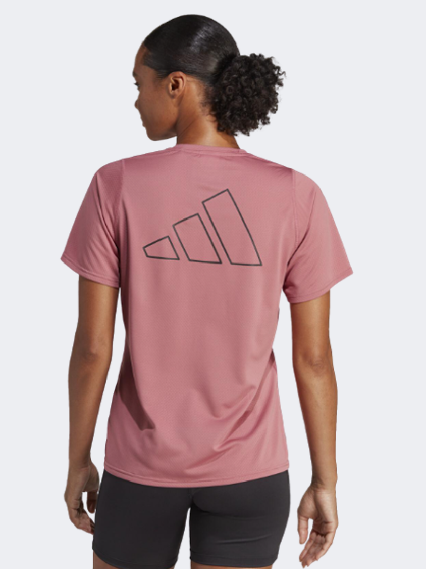 Adidas 3 Bars Women Running T-Shirt Pink Strata