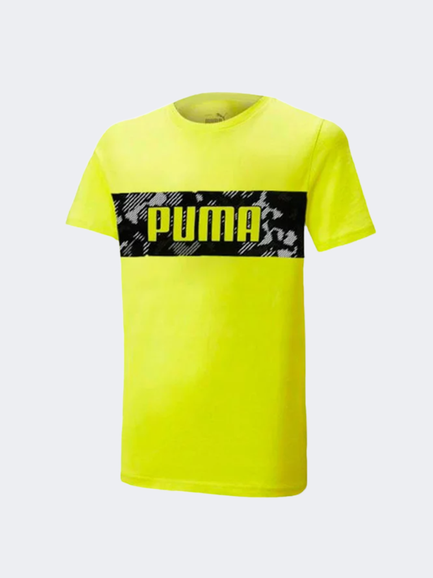 Puma Active Sports Graphic Boys Lifestyle T-Shirt Yellow Burst