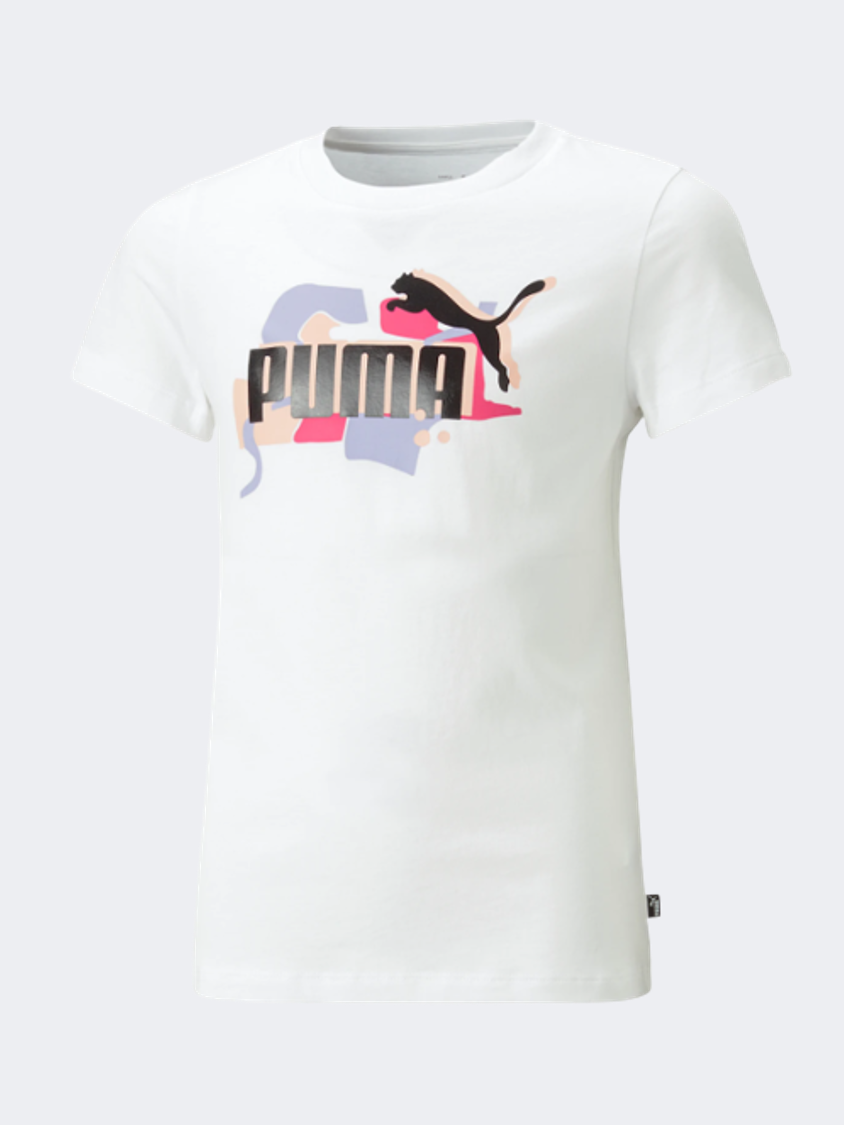تي شيرت نمط حياة للفتيات بشعار فن الشارع Puma Essentials+ أبيض