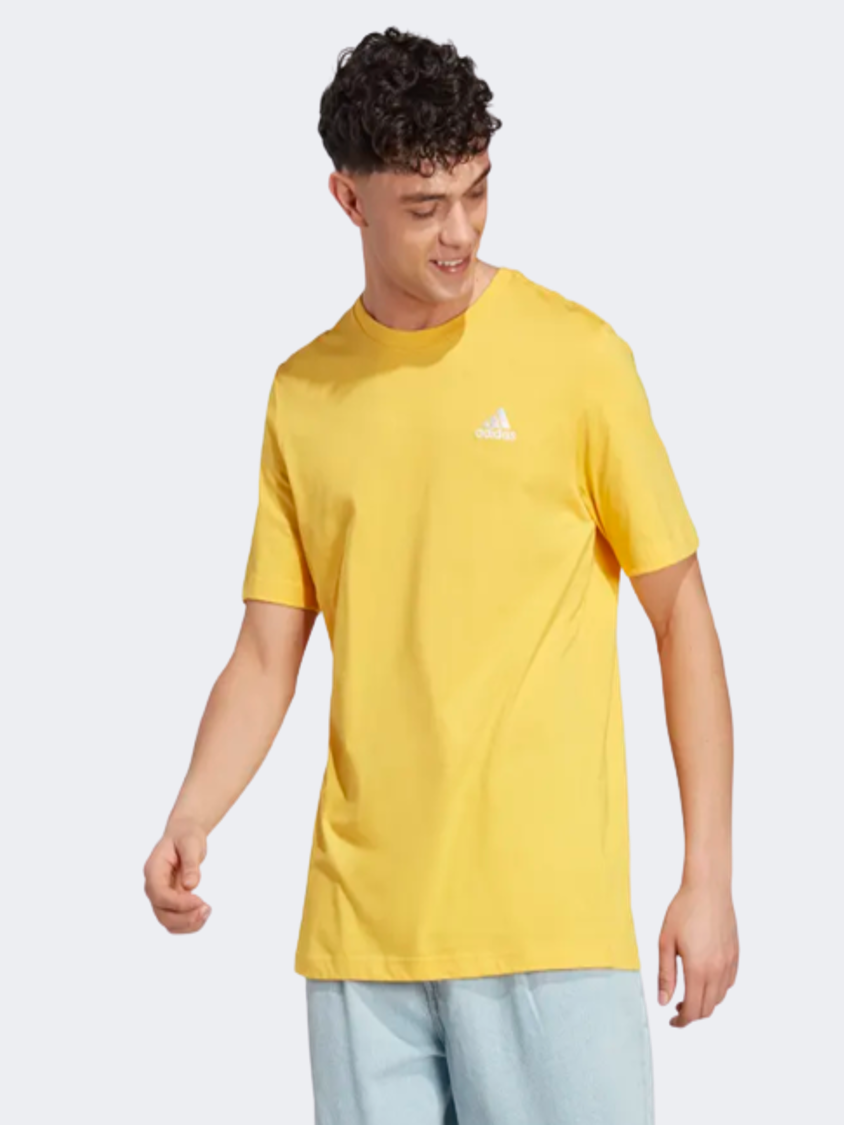 Adidas Essentials Single Jersey Embroidered Men Sportswear T-Shirt Bold Gold