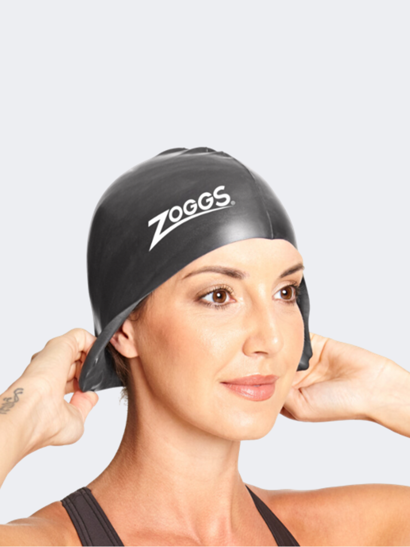 Zoggs Unisex Swimming Silicone Black Swim Cap