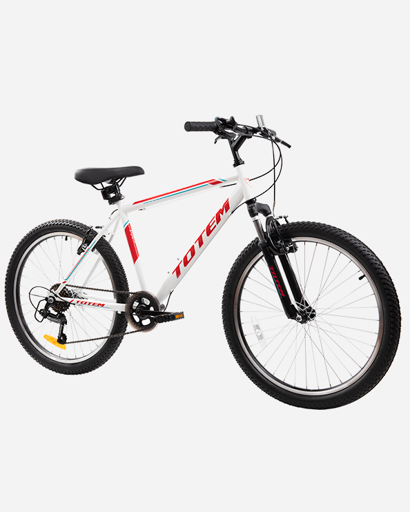 Totem 24Inch Steel Kids Biking Bike White/Red Cha-2102
