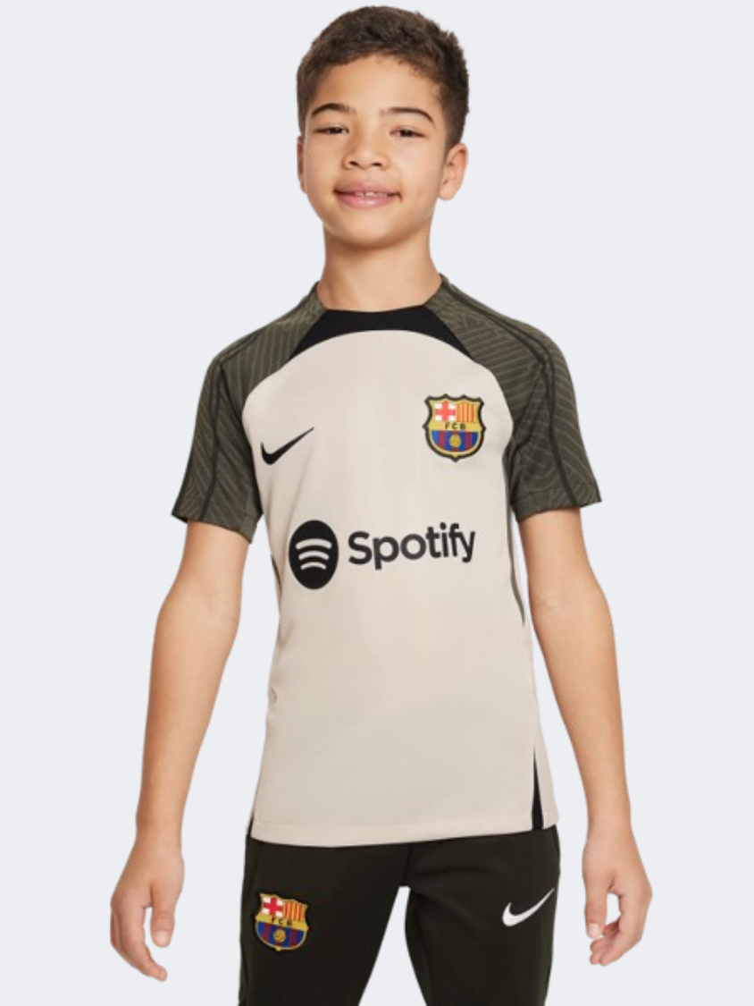 Nike Fc Barcelona Strike Boys Football T Shirt String Black