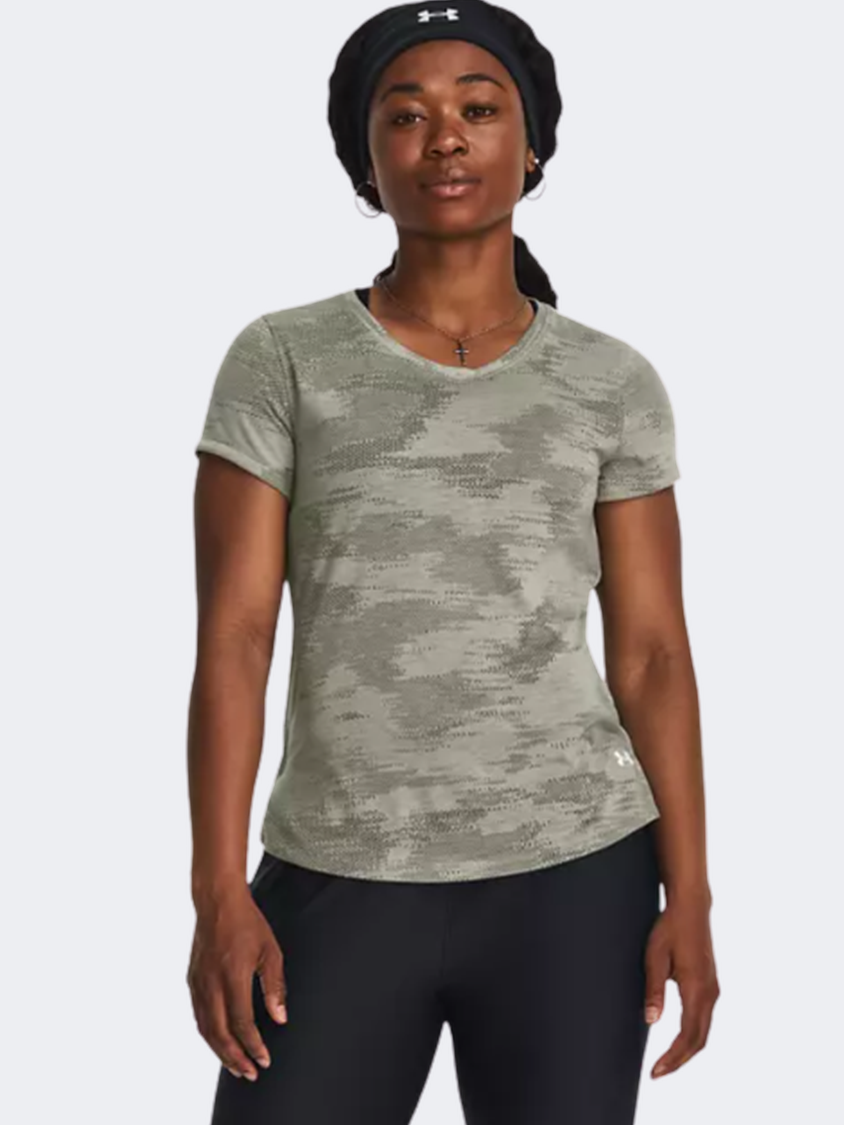 Under Armour Streaker Speed Camo Women Running T Shirt Green