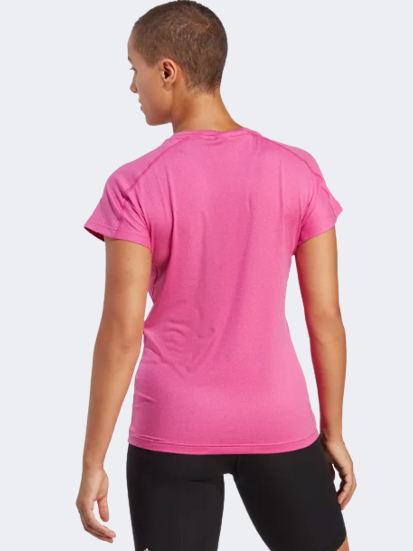 Adidas Aeroready Train Essentials Minimal Branding V-Neck Women Training T-Shirt Pink