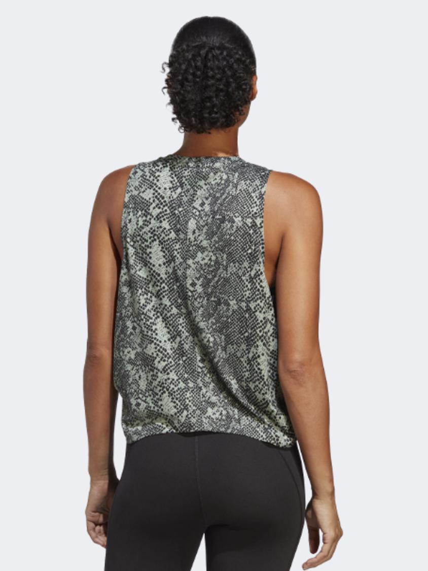 Adidas Train Icons All Over Print Women Training Tank Dark Green