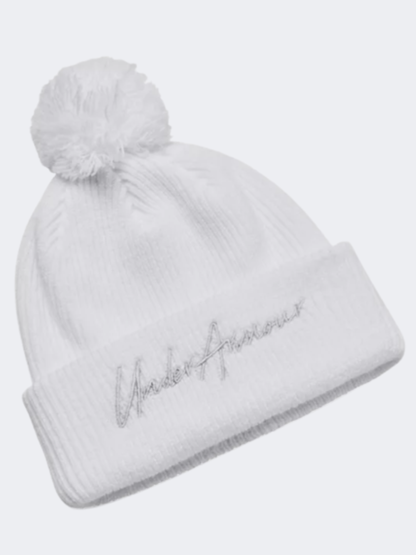 Under Armour Halftime Pom Girls Training Beanie White/Halo Grey