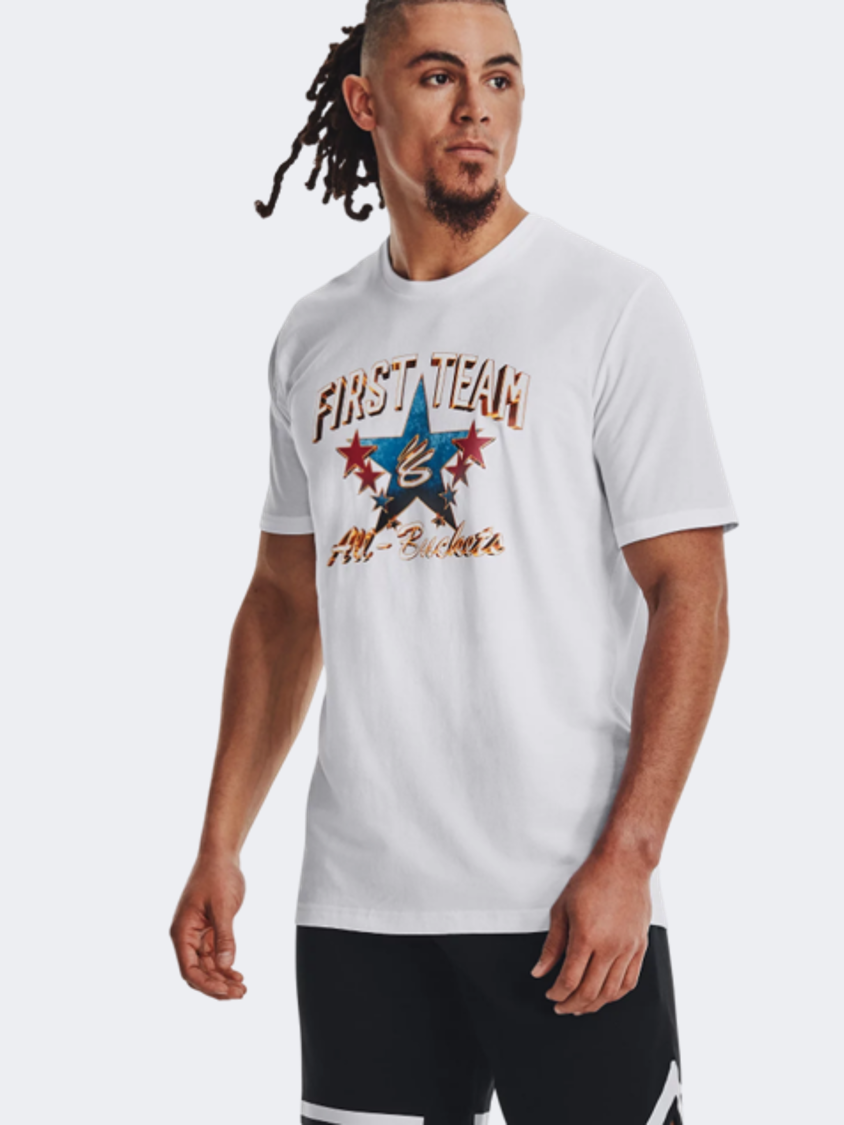 Under Armour كاري تي شيرت كرة السلة للرجال في مباراة كل النجوم أبيض