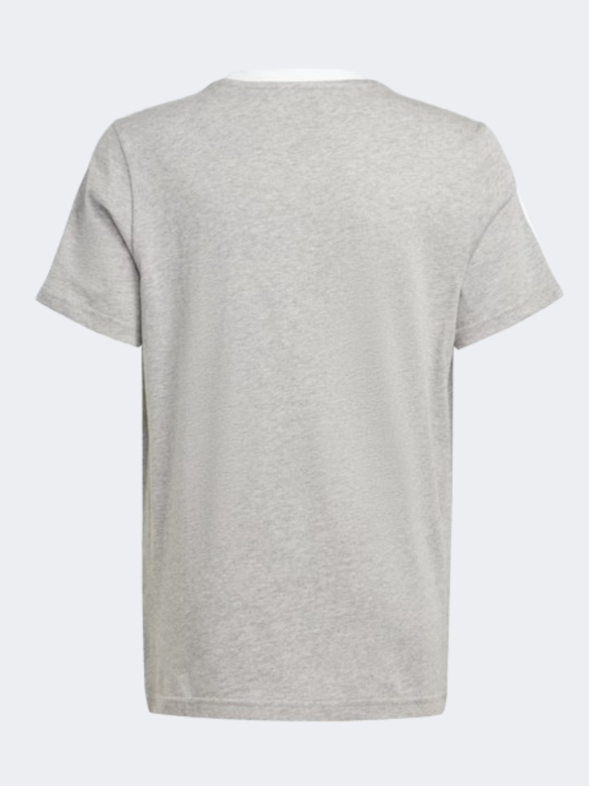 Adidas Essentials 3 Stripes Boyfriend Kids Girls Sportswear T-Shirt Grey/White