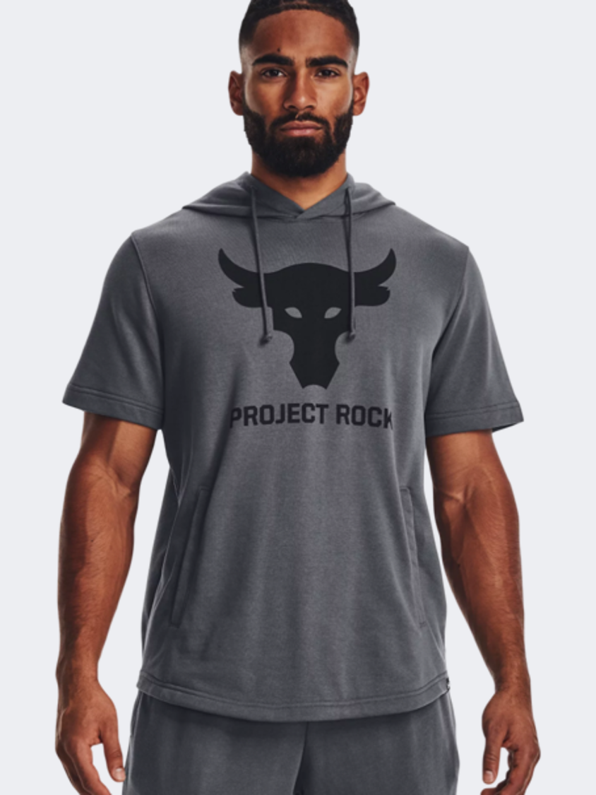 هودي نمط حياة للرجال Under Armour Project Rock Terry باللون الرمادي الداكن