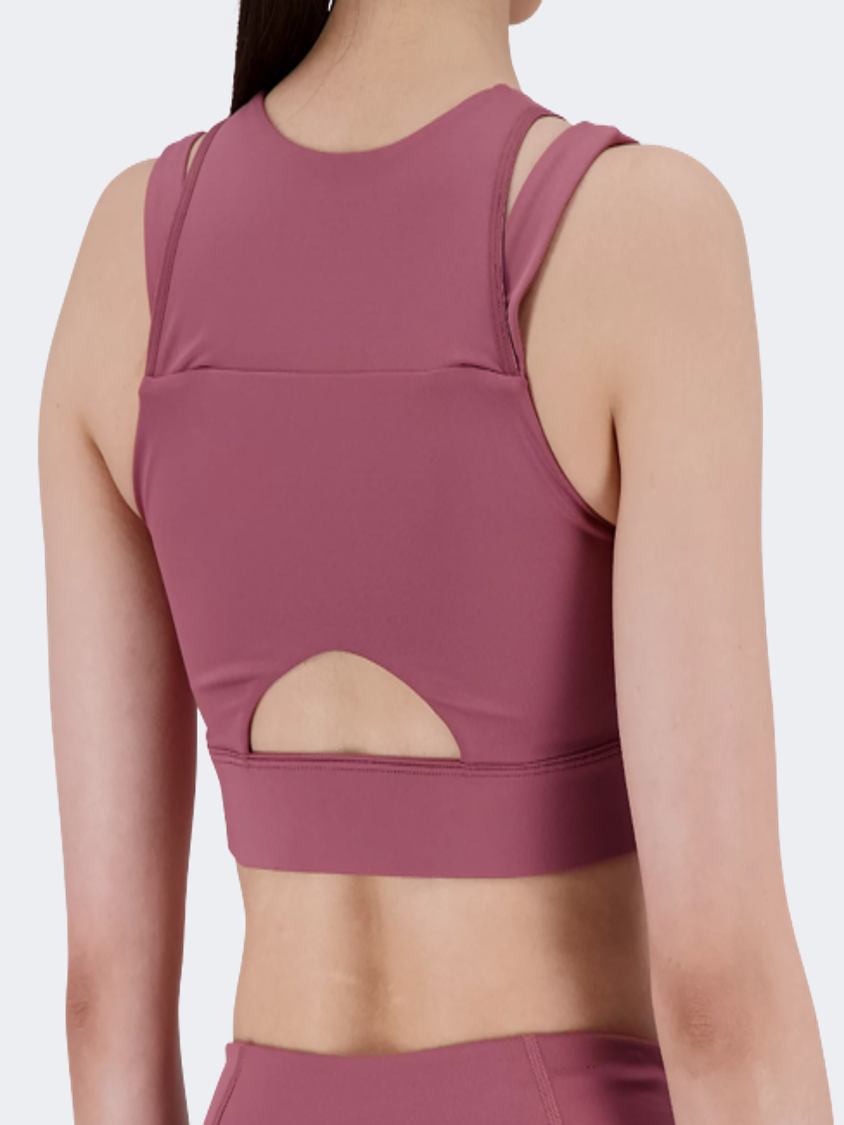 New Balance Shape Shield Crop Women Training Bra Washed Burgundy
