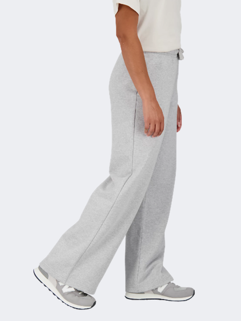 New Balance Essentials Stacked Logo French Terry Wide Women Lifestyle Pant Grey