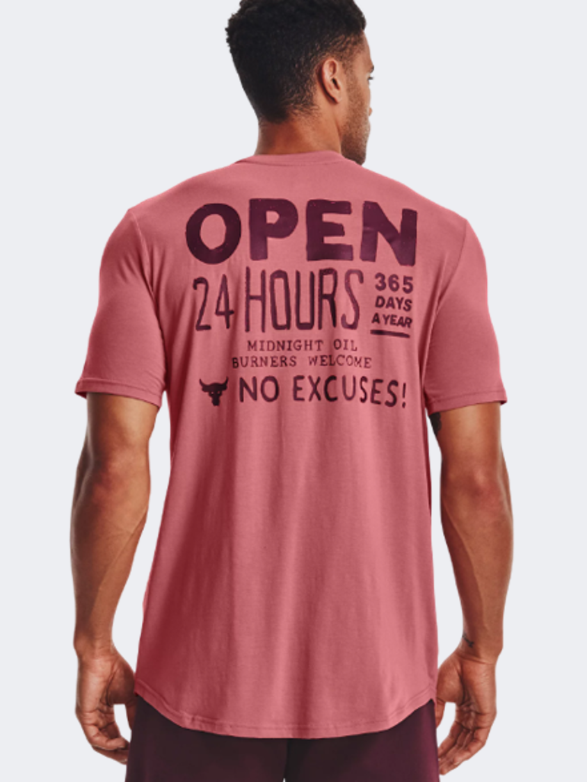 Under Armour Project Rock Open 24 Hours Men Training T-Shirt Rose/Maroon