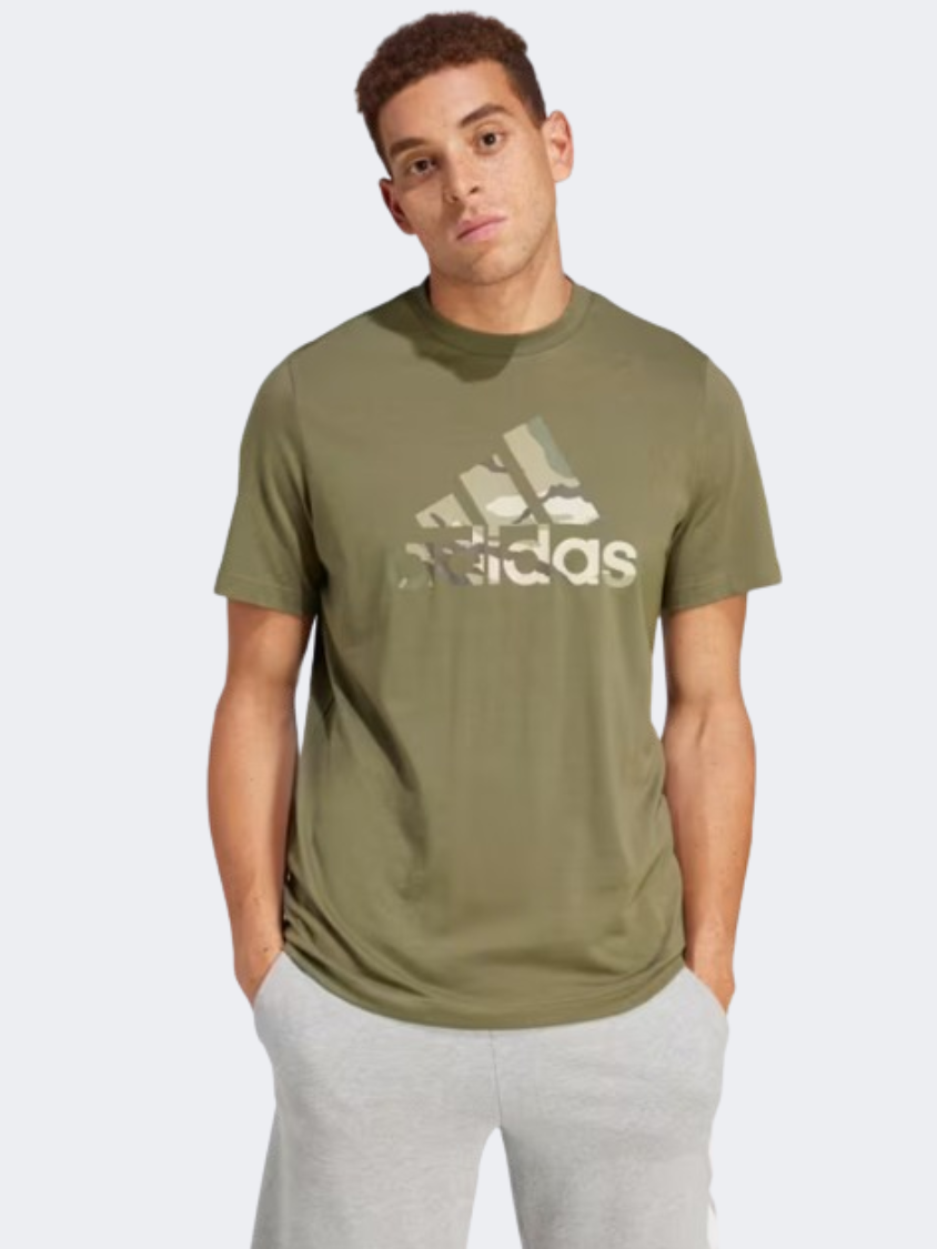 Adidas Camo Badge Of Sport Men Sportswear T-Shirt Olive Strata