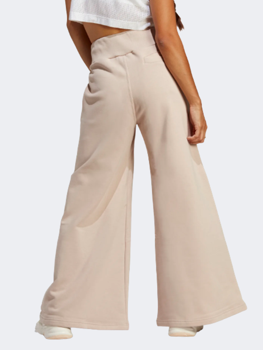 Adidas Lounge Fleece Wide Women Sportswear Pant Beige