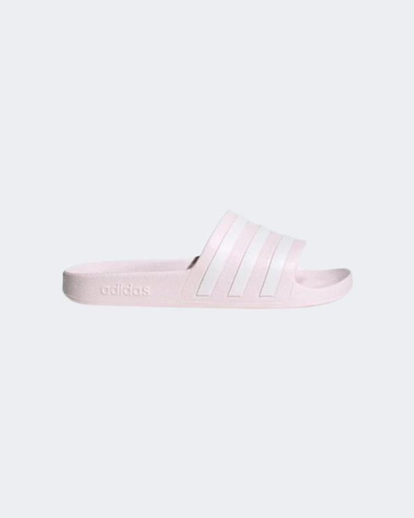 Pink and white adidas slides best sale