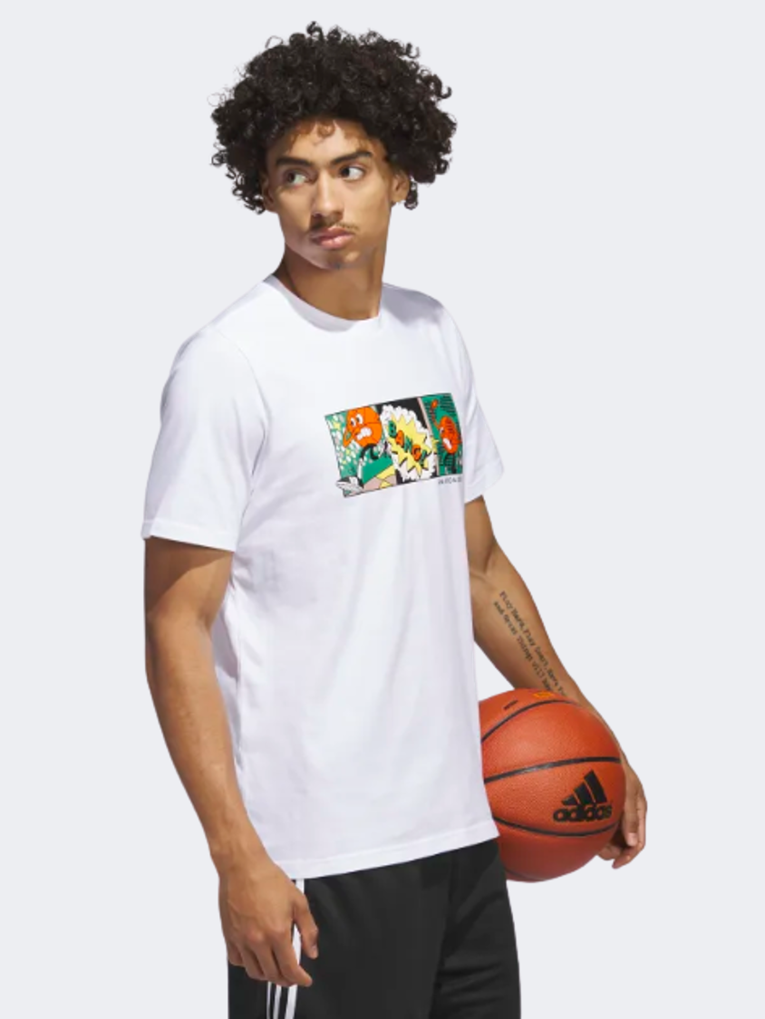 Adidas Lil' Stripe Basketball Graphic Men Basketball T-Shirt White