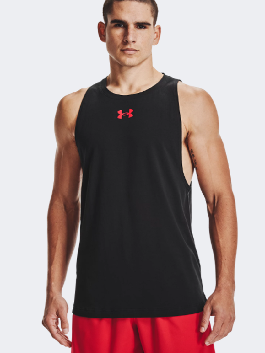 Under Armour Baseline Cotton Men Basketball Tank Black/Red