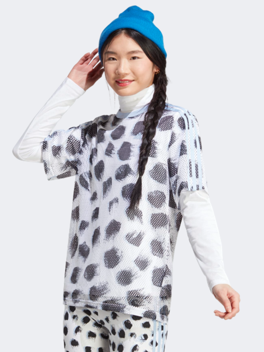 Adidas Essentials 3-Stripes Animal-Print Women Sportswear T-Shirt White/Multi