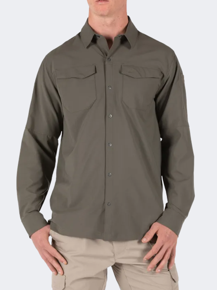 5-11 Brand Men Tactical Long Sleeve 72417-186 Freedom Flex Woven Ls Brown