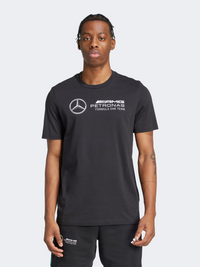 تيشيرت رياضة سيارات رجالي Adidas Mercedes Amg Petronas Formula One Team Dna Graphic أسود/أبيض