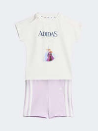 طقم رياضي للبنات الرضع Adidas Disney Frozen تيشيرت أبيض/أزرق داكن