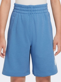 شورت لايف ستايل أولاد Nike Sportswear Club Fleece French Terry أزرق/أبيض
