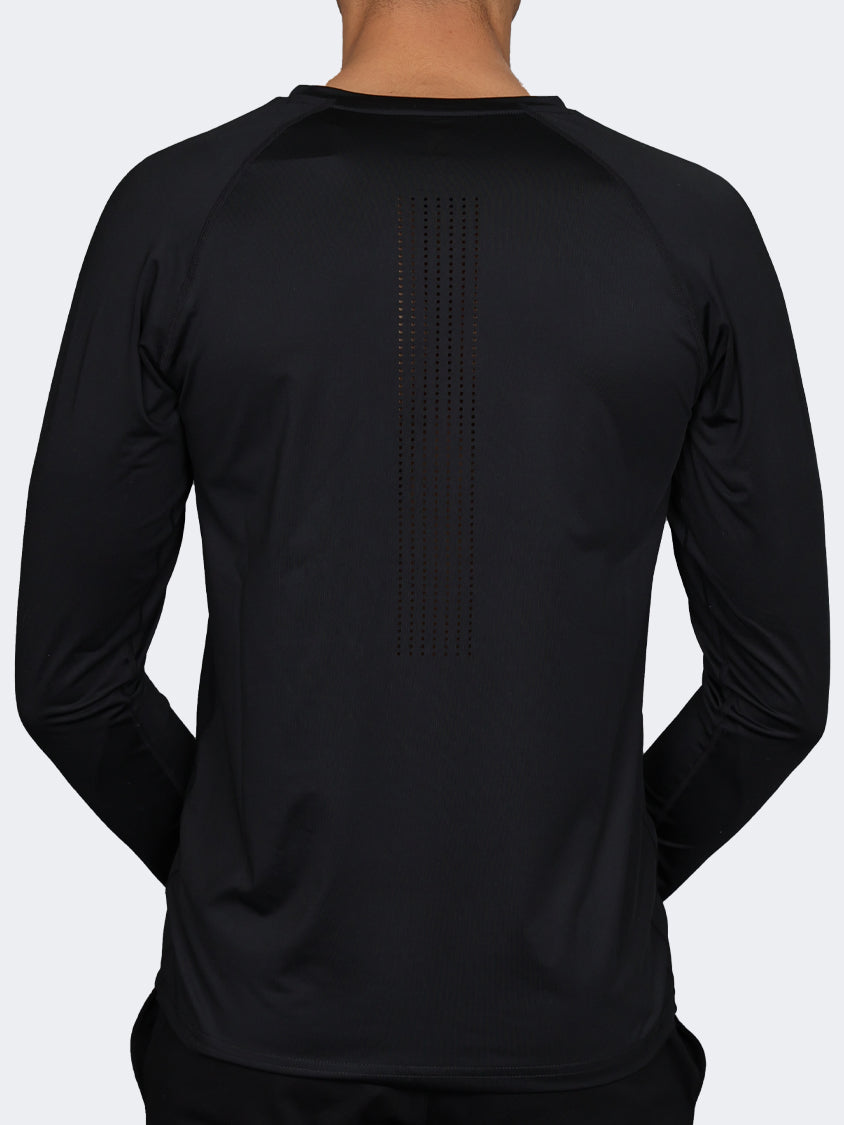 Oil And Gaz Round Neck Men Fitness Long Sleeve Black