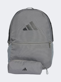 حقيبة ظهر رياضية للجنسين من Adidas كلاسيك بي كيس باللون الرمادي الثلاثي/أسود