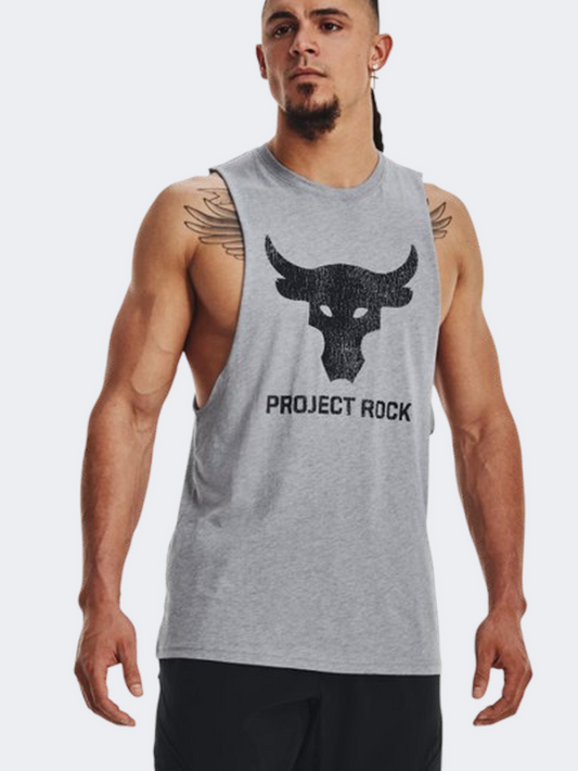 Under Armour Project Rock Brahma Bull Men Training Tank Steel Heather/Black