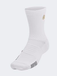 جورب كرة سلة للجنسين Under Armour Curry أبيض/رمادي/ذهبي