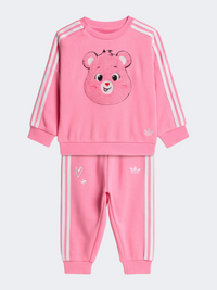 طقم اورجينال للأطفال البنات من Adidas Care Bears Loose Crew بلون بليس بينك
