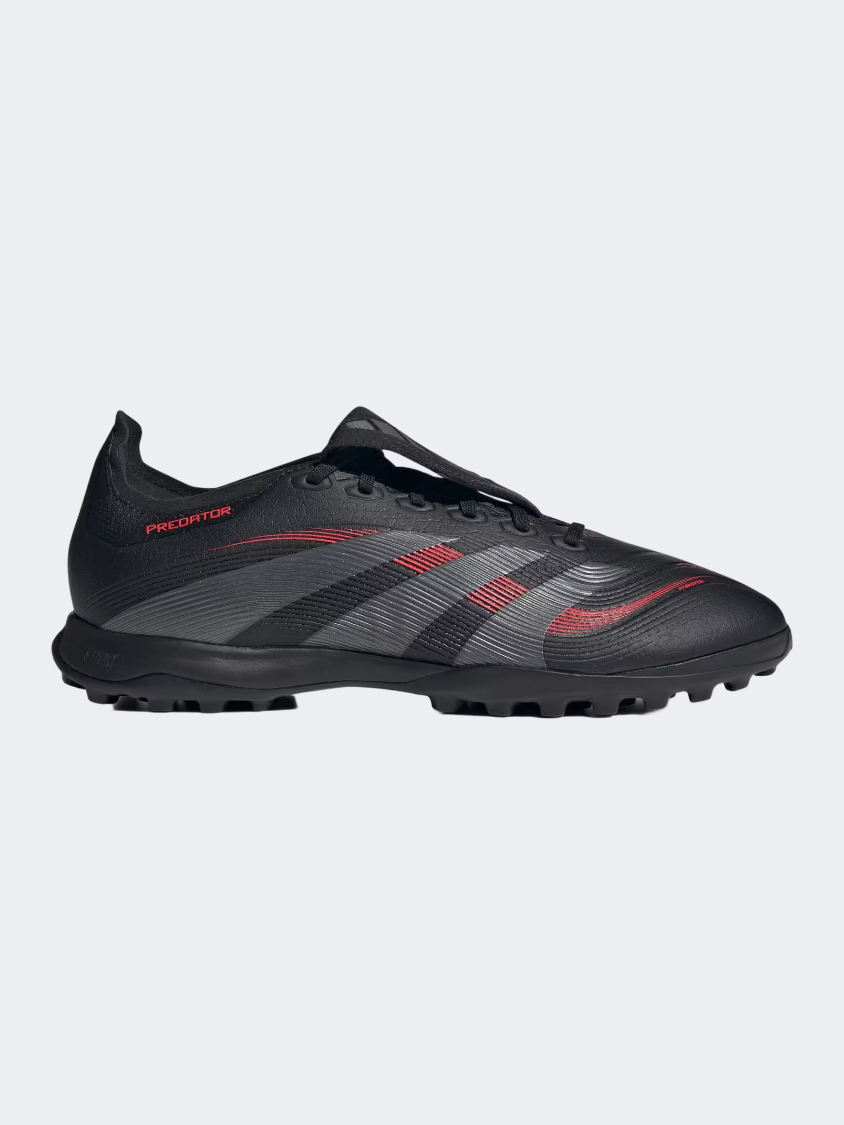 حذاء كرة القدم للرجال Adidas Predator League بلسان قابل للطي أسود/رمادي/أحمر