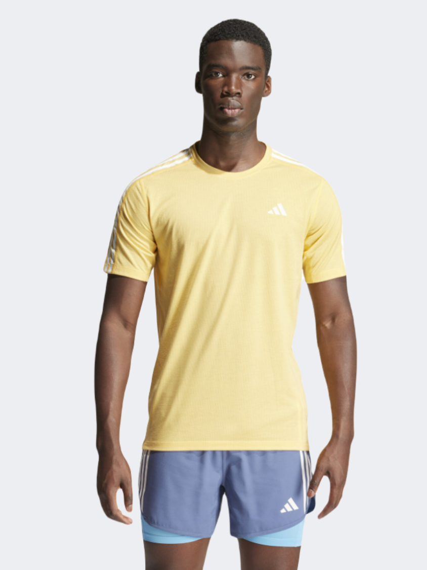 Adidas Own The Run 3 Stripes Men Running T-Shirt Semi Spark