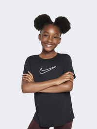 تيشيرت تدريب بنات ضيق Nike One Fitted أسود