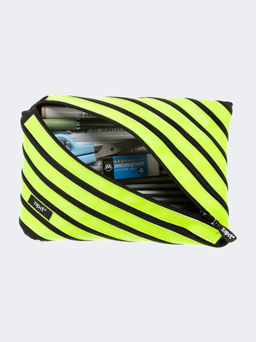 Zipit Neon Jumbo Pouch Clip Back To School Pencil Case Yellow
