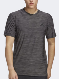 أديداس الأساسية قميص تدريب رجالي مطاطي أسود/رمادي