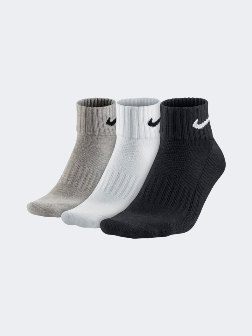 Nike Cushioning 3 Pack Unisex Training Sock Grey/Black/White