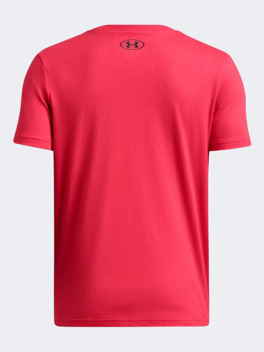 Under Armour Glitch Lockertag Boys Training T-Shirt Lava Red/Black